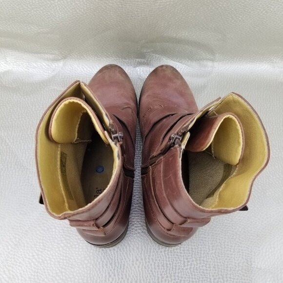 ✅Bussola PRAUGUE Brown Leather Boots Side Zip Straps Women's Size 38 / 7-7.5 US - Picture 6 of 16